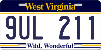 WV license plate 9UL211