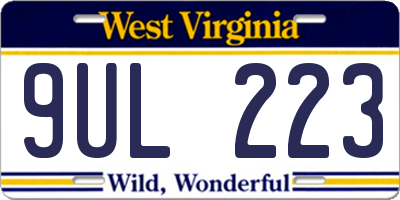 WV license plate 9UL223