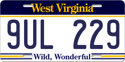 WV license plate 9UL229