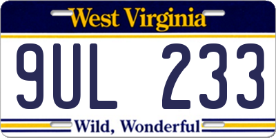 WV license plate 9UL233