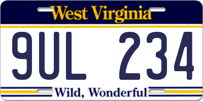 WV license plate 9UL234