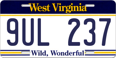 WV license plate 9UL237