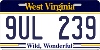 WV license plate 9UL239