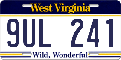 WV license plate 9UL241