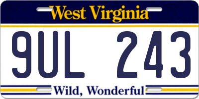 WV license plate 9UL243