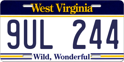WV license plate 9UL244