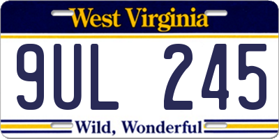 WV license plate 9UL245