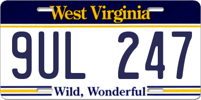 WV license plate 9UL247