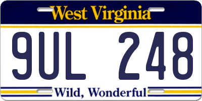 WV license plate 9UL248