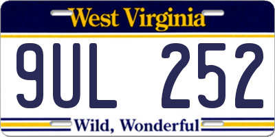 WV license plate 9UL252