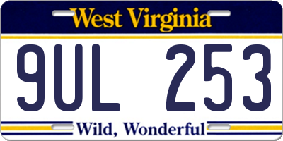 WV license plate 9UL253