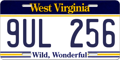 WV license plate 9UL256