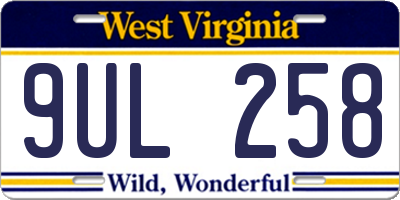 WV license plate 9UL258