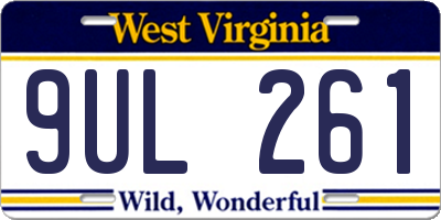WV license plate 9UL261