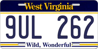 WV license plate 9UL262