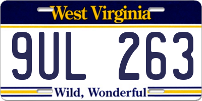 WV license plate 9UL263