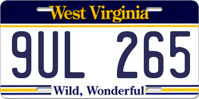 WV license plate 9UL265