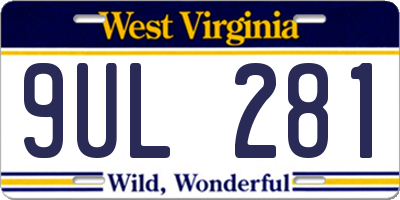 WV license plate 9UL281