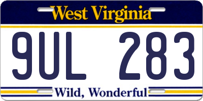 WV license plate 9UL283