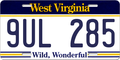 WV license plate 9UL285