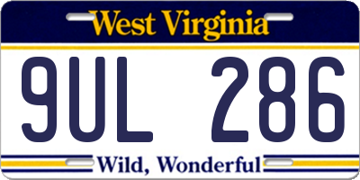 WV license plate 9UL286