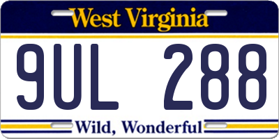 WV license plate 9UL288