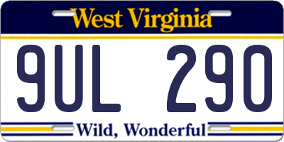 WV license plate 9UL290
