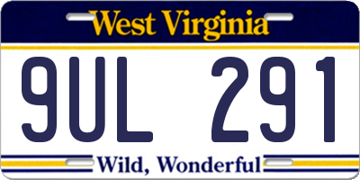 WV license plate 9UL291
