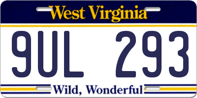 WV license plate 9UL293