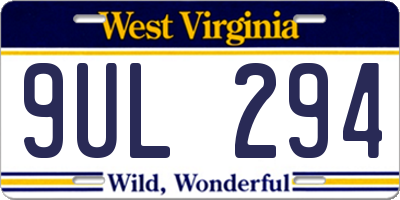 WV license plate 9UL294