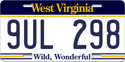 WV license plate 9UL298