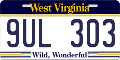 WV license plate 9UL303