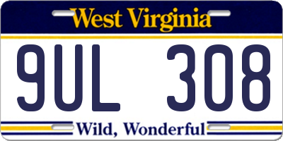 WV license plate 9UL308