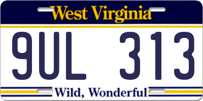 WV license plate 9UL313