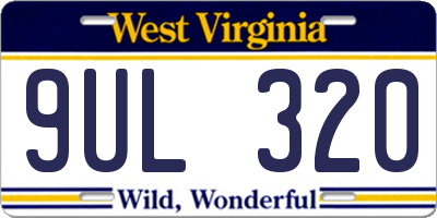 WV license plate 9UL320