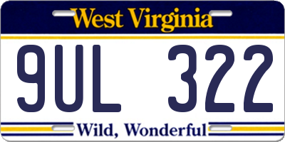 WV license plate 9UL322