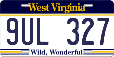 WV license plate 9UL327