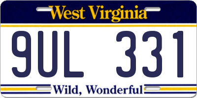 WV license plate 9UL331