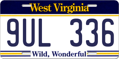 WV license plate 9UL336