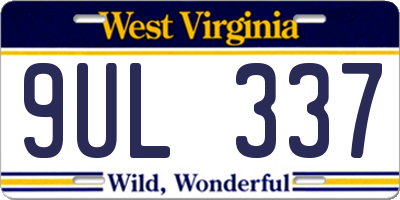 WV license plate 9UL337