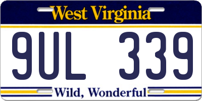 WV license plate 9UL339