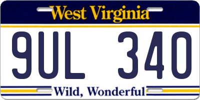 WV license plate 9UL340
