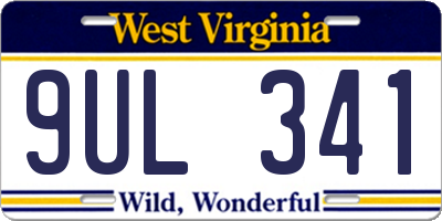 WV license plate 9UL341