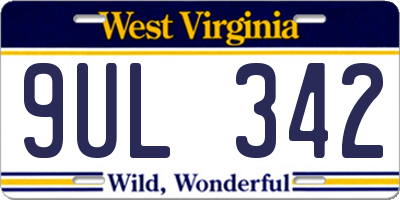 WV license plate 9UL342