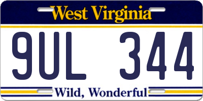 WV license plate 9UL344