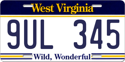 WV license plate 9UL345