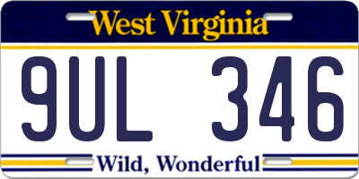 WV license plate 9UL346