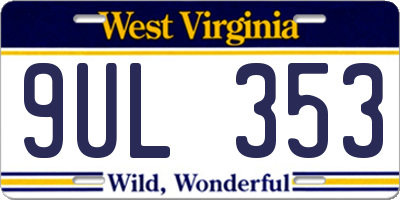 WV license plate 9UL353