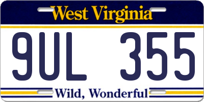 WV license plate 9UL355