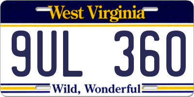 WV license plate 9UL360
